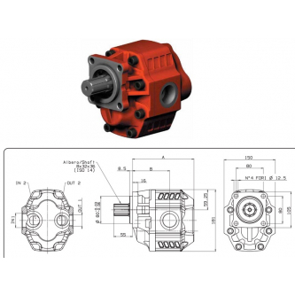 Gear pump Binotto NPGH-100 ISO SHORT L